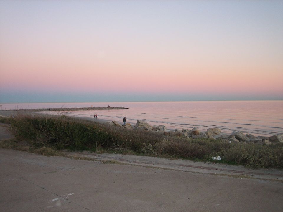 Galveston beach at sunset