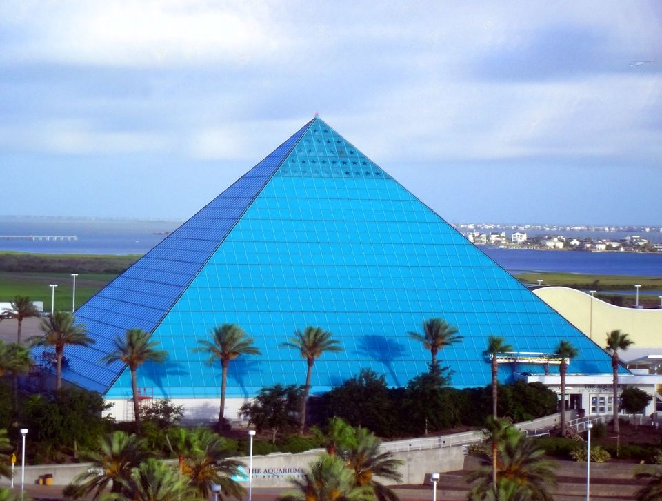 The Aquarium Pyramid at Moody Gardens in morning light
