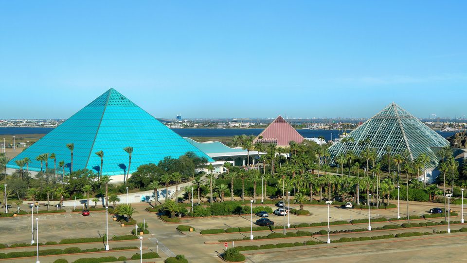 The three glass pyramids of Moody Gardens